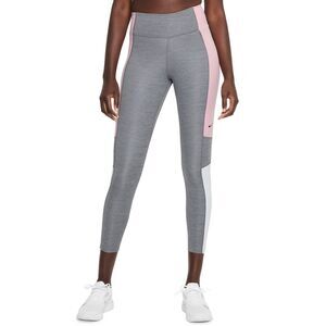 Nike Dri-Fit Mid-Rise Color Block Leggings Iron Grey/Htr/White/Black Size S